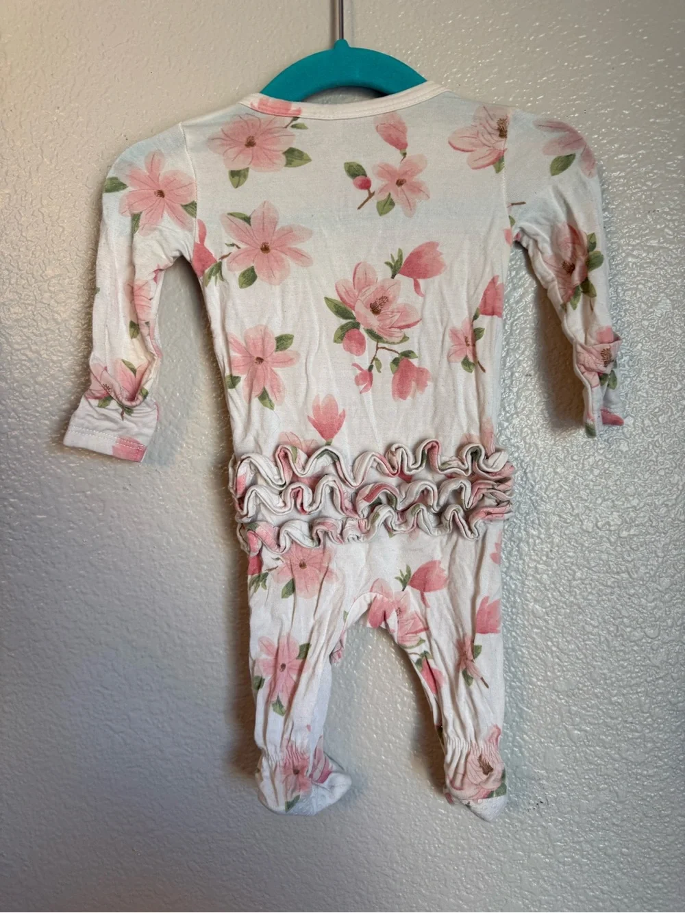 Angel Dear Pink Floral Footed Baby One-Piece